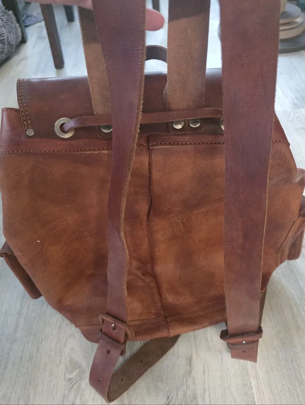 X-Large All Tan Mexican LEATHER Cargo Backpack 🎒